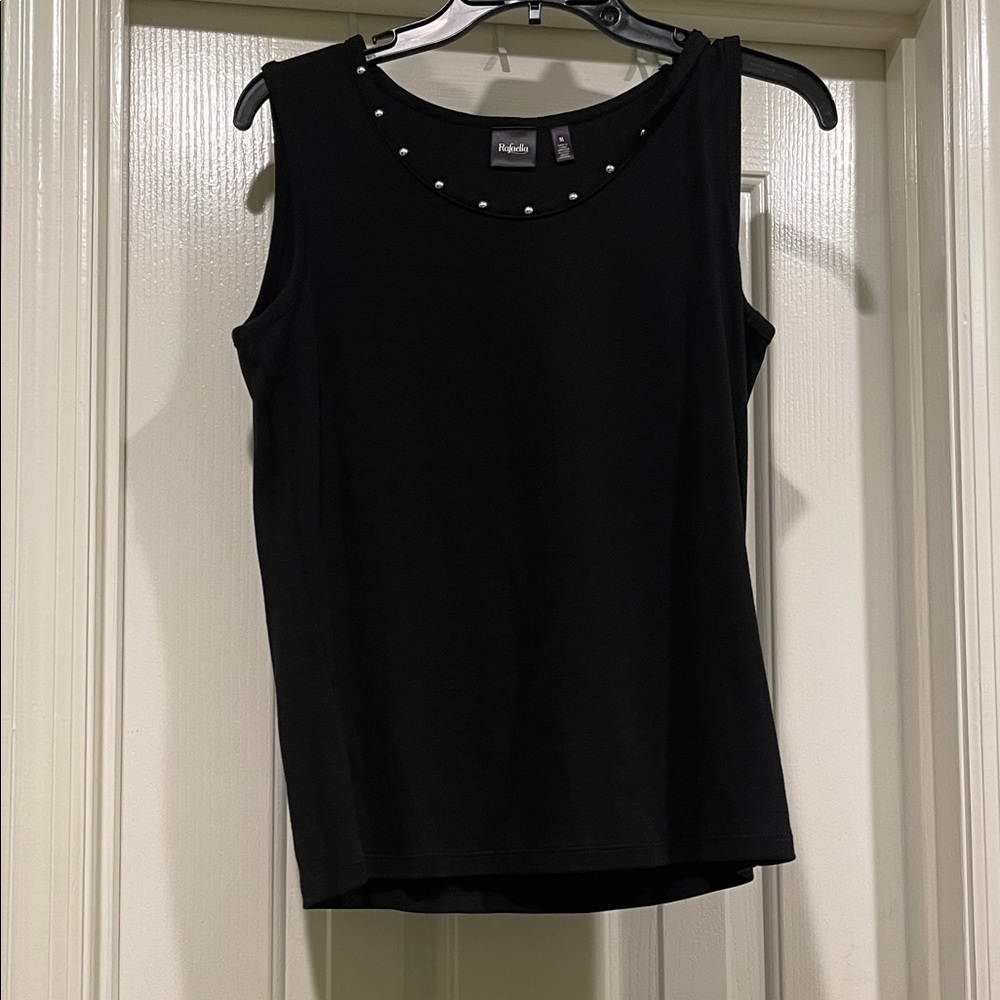 Rafaella Black Tank Top with Studded Neckline